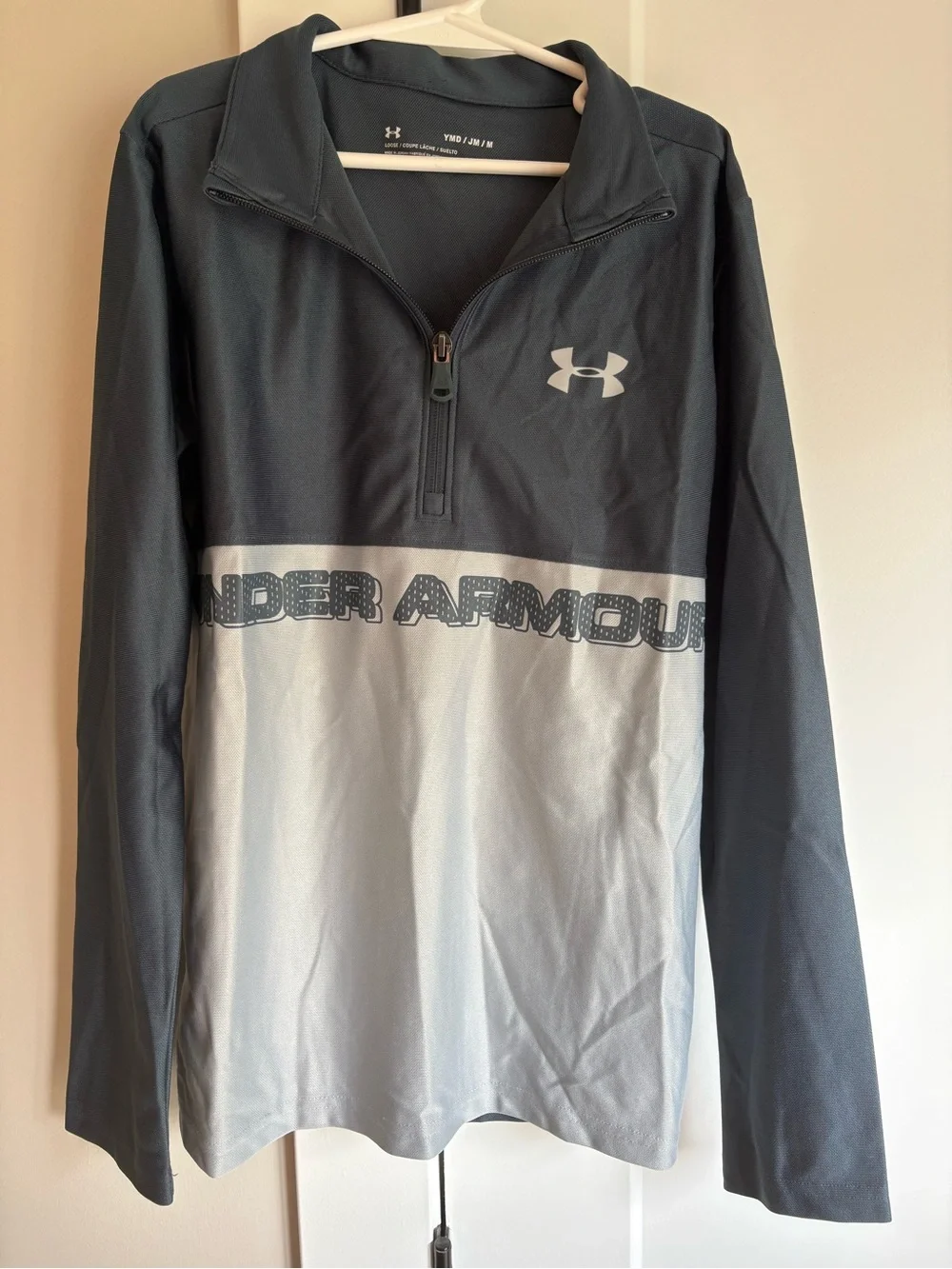 Under Armour Kid’s Dark Gray and Light Gray 1/4 Zip Pullover
